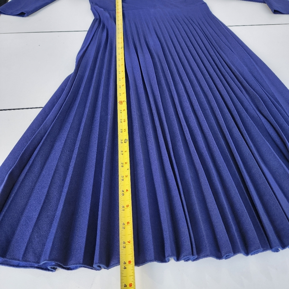 SHEIN Notched Neckline Pleated Hem A-Line Dress  Navy Blue Stretch M - Picture 5 of 16
